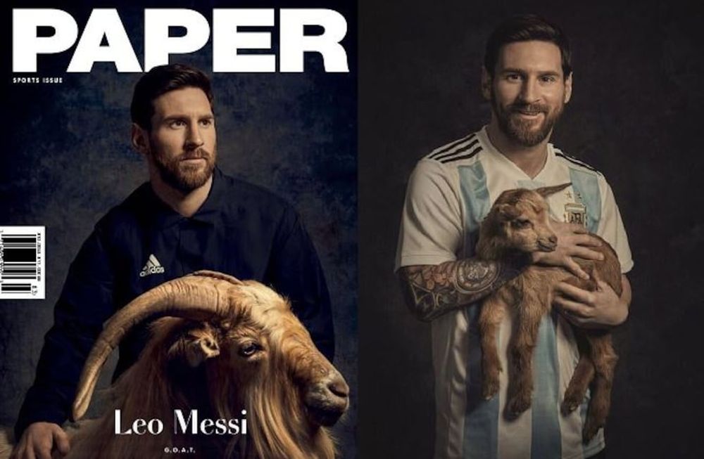 Messi posó con una cabra para la portada de la prestigiosa revista Paper