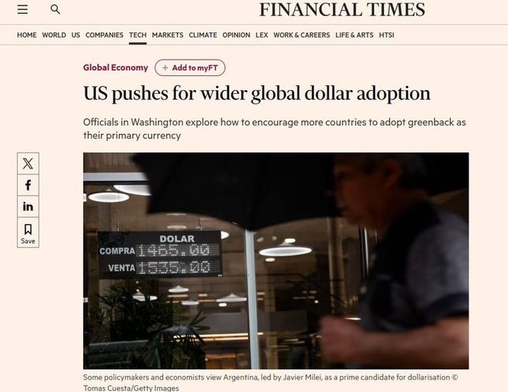 El artículo del Finalcial Times donde hablan de la dolarización. El artículo del Finalcial Times donde hablan de la dolarización.