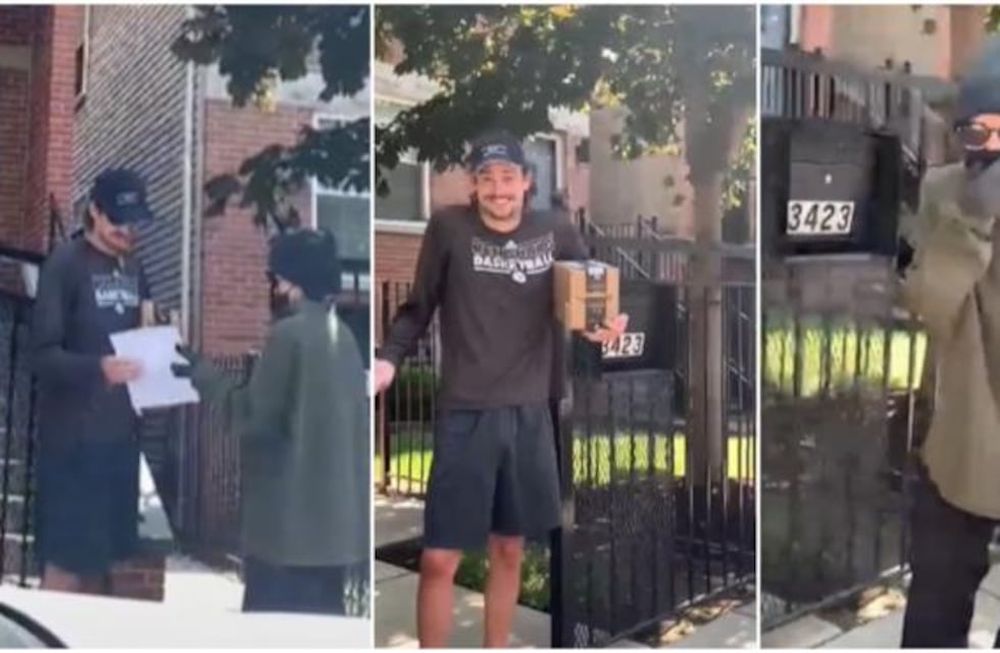 Una joven se disfrazó de repartidora de Amazon para sorprender a su novio en su cumpleaños.