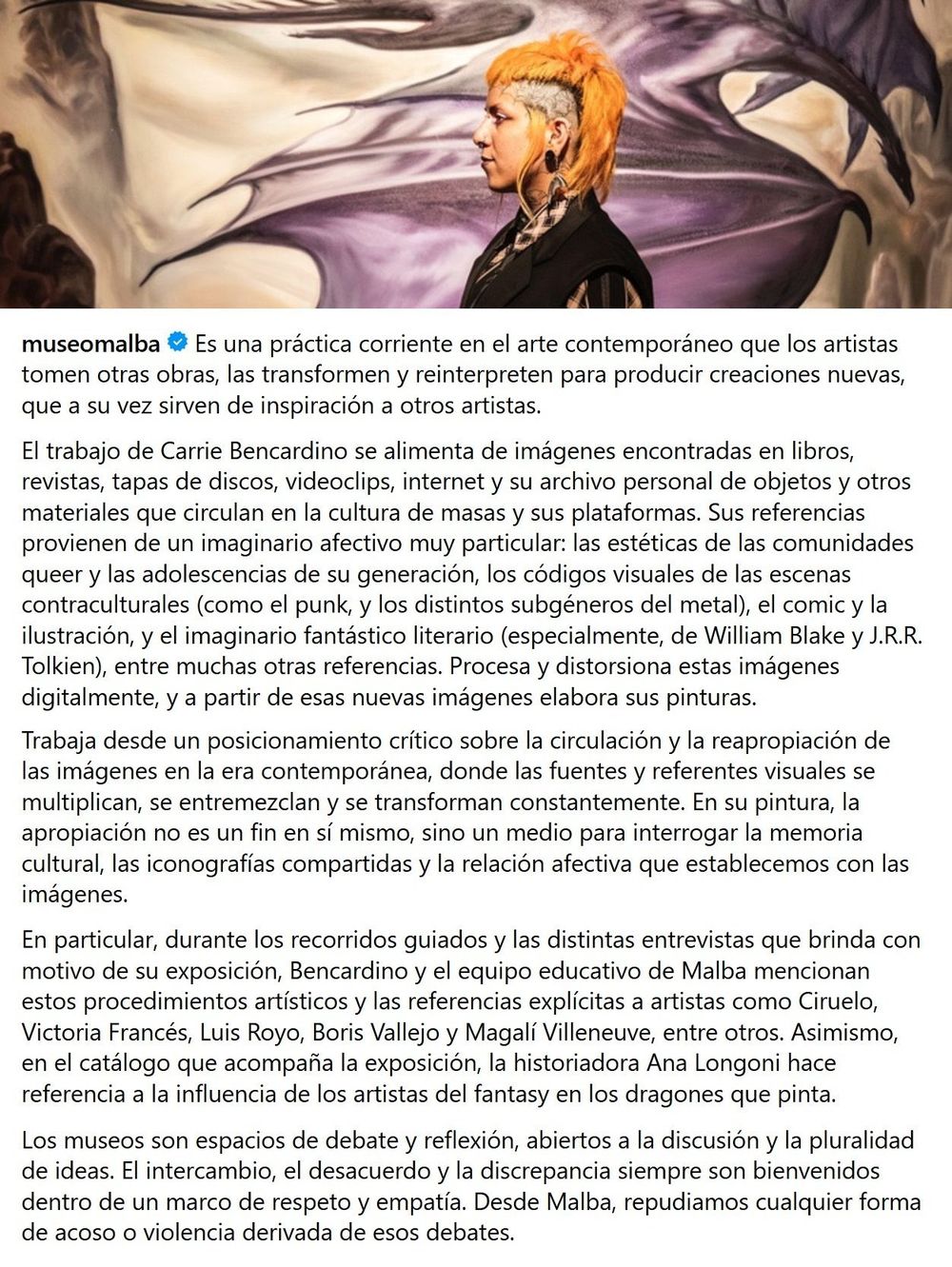 La respuesta del Malba. 