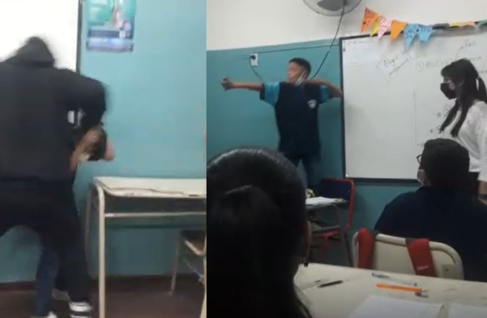 Río Segundo. Las escenas en el aula son tan fuertes que los videos fueron censurados en Facebook. Este diario eligio no difundir el video.