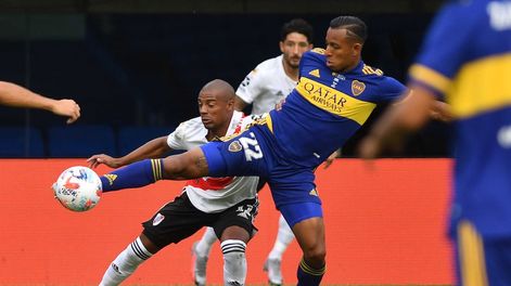 Telam, Ciudad de Buenos Aires, 14 de marzo de 2021: Escena del encuentro entre Boca Juniors y River Plate en La Bombonera, por el superclásico del fútbol argentino correspondiente a la quinta jornada de la Copa de la Liga Profesional de Fútbol .Foto: Alfredo Luna/cf/Telam