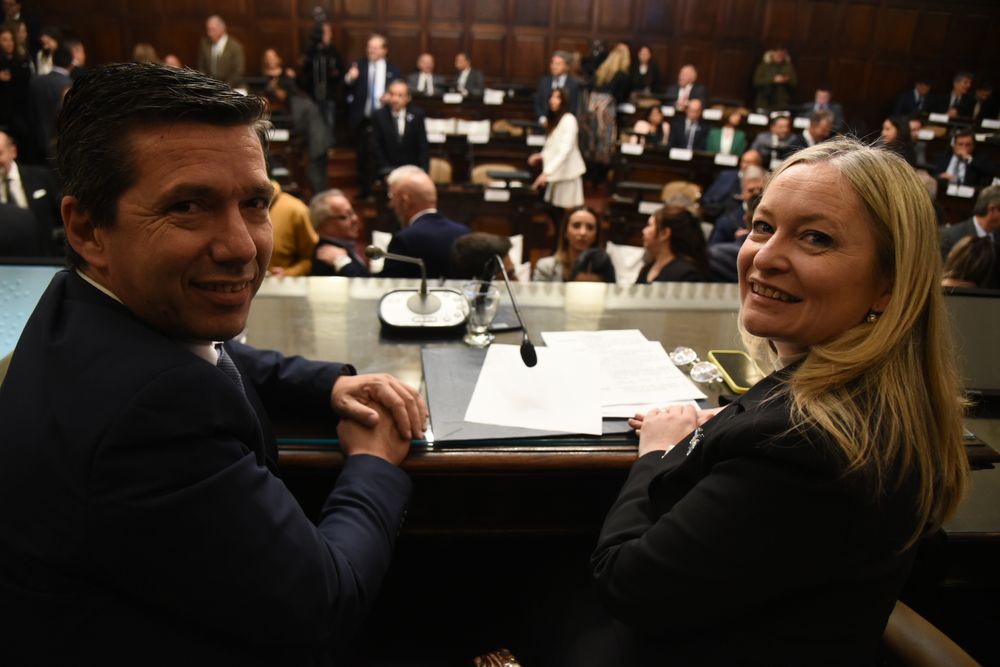 El presidente de la Cámara de Diputados, Andrés Lombardi, y la vicegobernadora Hebe Casado