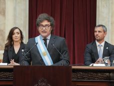 El presidente Javier Milei en el Congreso Nacional cuando presentó el proyecto de ley del presupuesto nacional 2025. Foto archivo