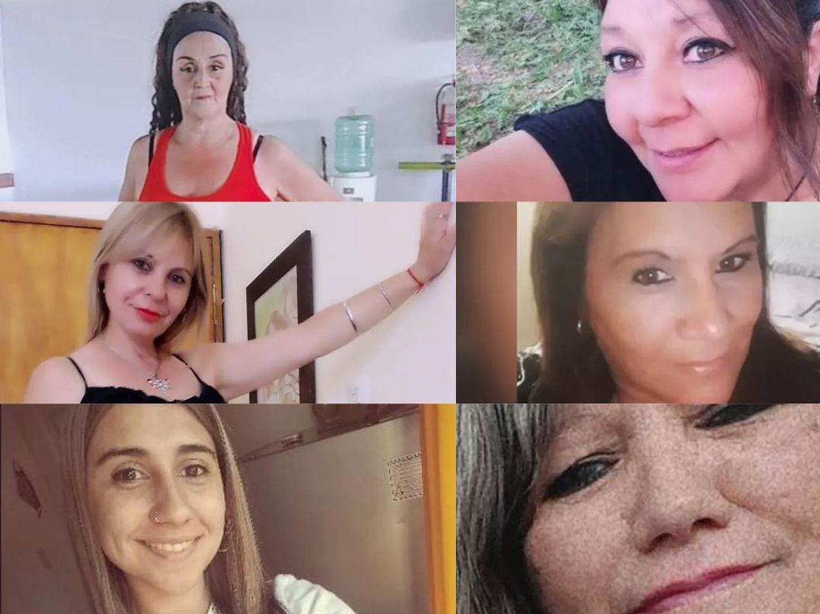 Las seis mujeres víctimas de femicidios en Mendoza durante 2025. De izq. a der. y de arriba a abajo: Antonia Nélida Falcón, Alejandra Cuevas, Eliana Valeria Speziale, Verónica Magallanes, Carla del Souc y Flora Inés Moyano.