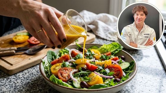 El chef propone una tarea habitual como condimentar una ensalada logrando un resultado diferente sin necesidad de sumar limón u otros ingredientes.