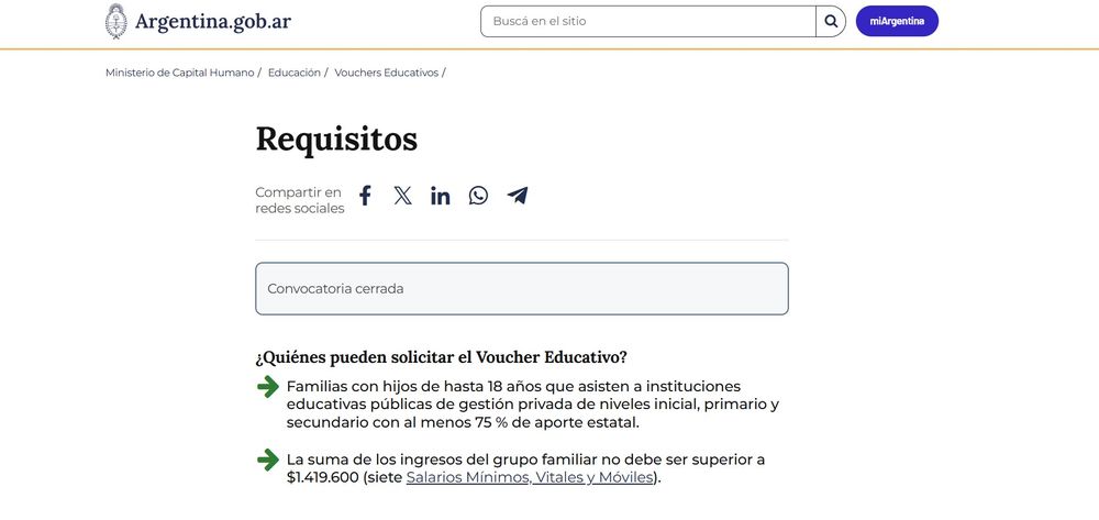 Así se encuentra actualmente la web de este programa. 