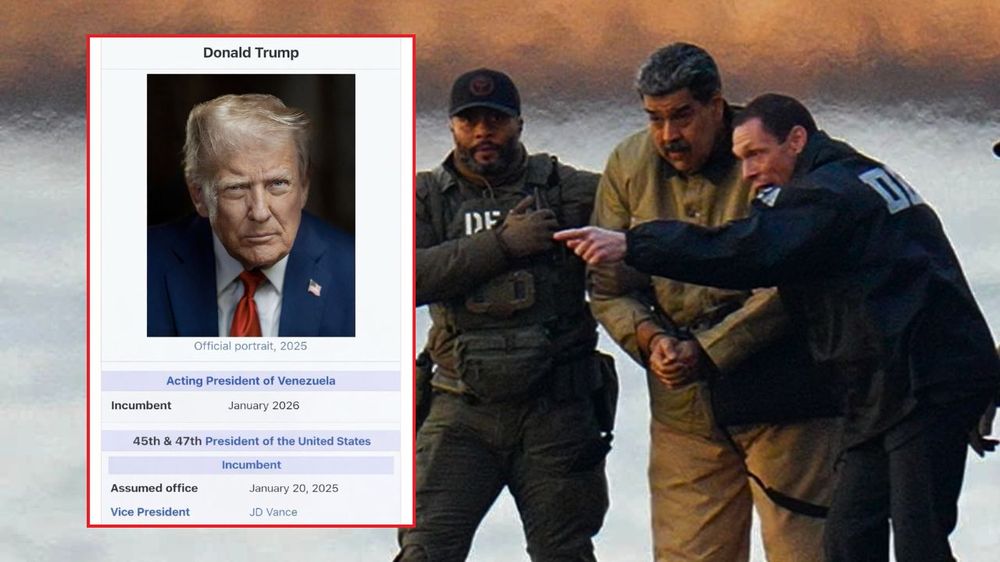 Trump compartió una imagen manipulada de Wikipedia y se presenta como presidente interino de Venezuela.