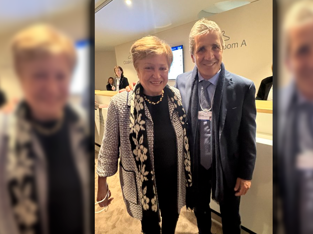 Kristalina Georgieva valoró la economía argentina en un encuentro con Luis Caputo en Davos.