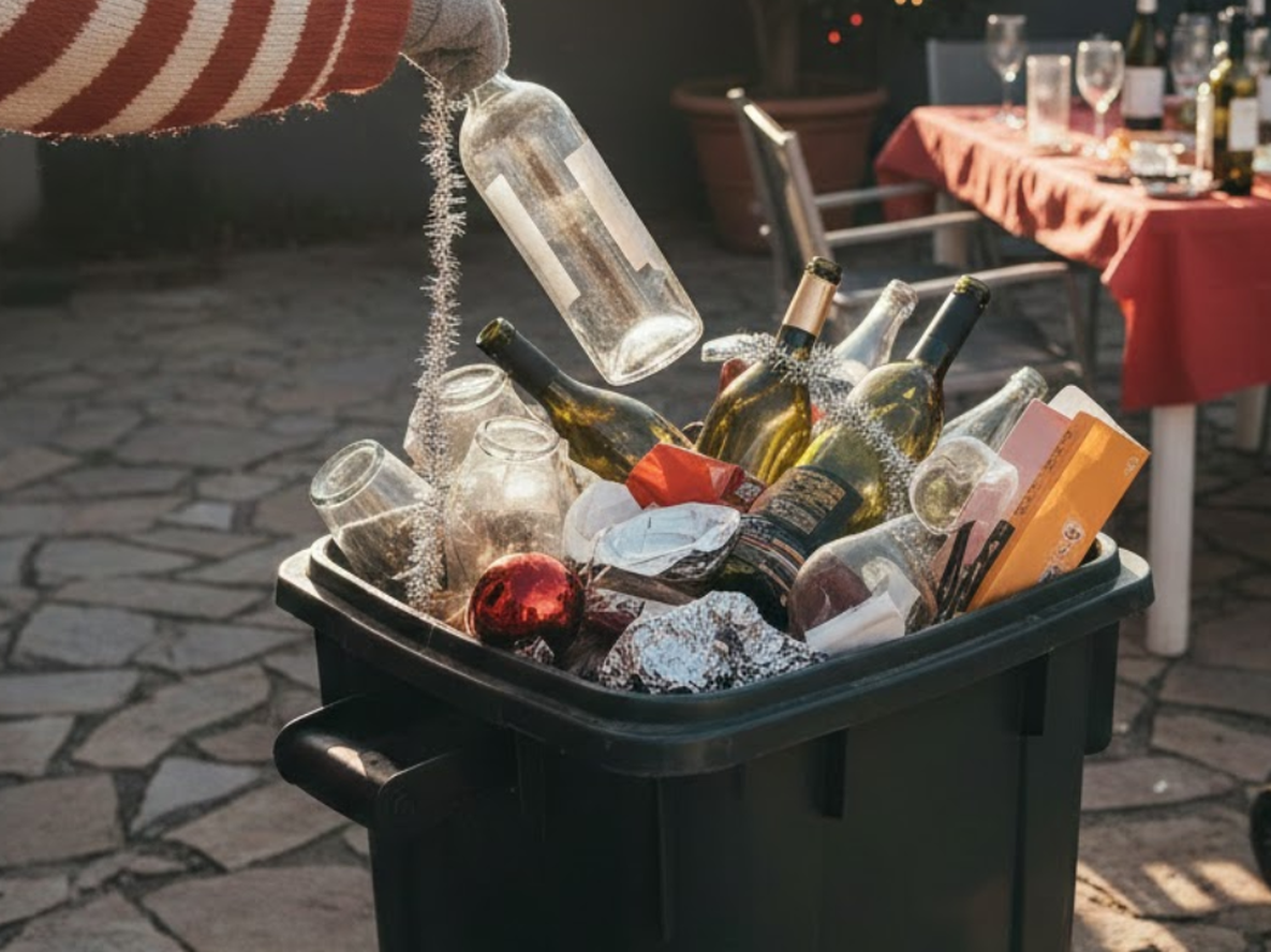 Envases de Nochebuena reutilizados: reciclaje práctico con un truco simple para el hogar.
