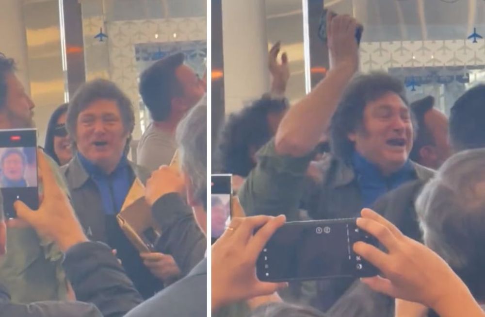 A puro canto, Javier Milei esperaba embarcar su vuelo hacia Mendoza