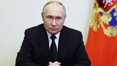 Los Andes | Moscow (Russian Federation), 22/03/2024.- Russian President Vladimir Putin addresses citizens following a terrorist attack at the Crocus City Hall concert venue in Moscow region, Moscow, Russia, 23 March 2024. President Vladimir Putin announced a national