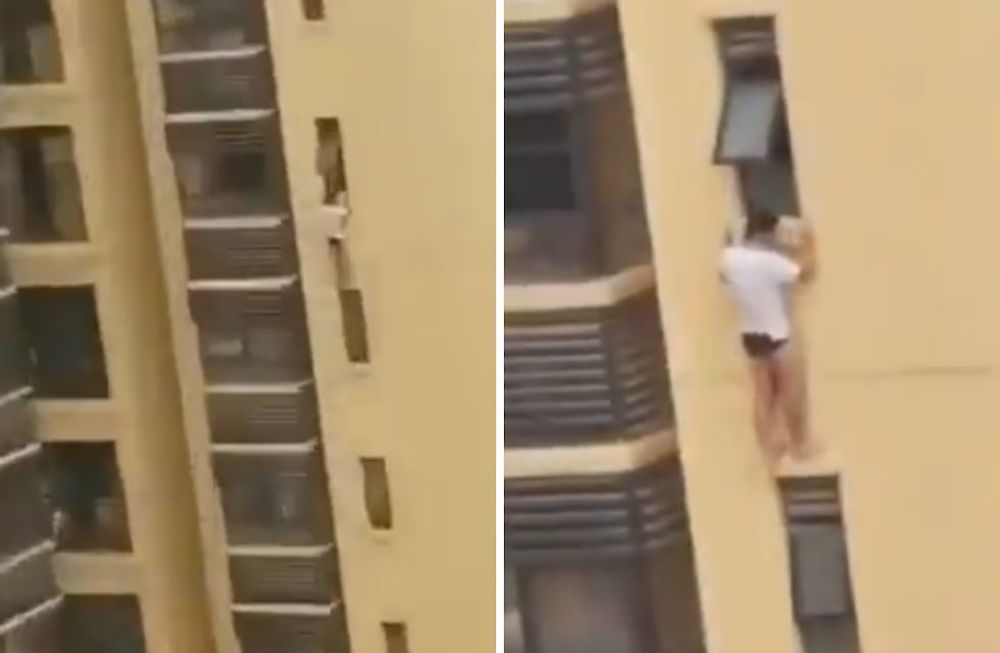 El amante de una mujer quedó colgado de una ventana cunado la pareja de la joven apareció en su departamento.