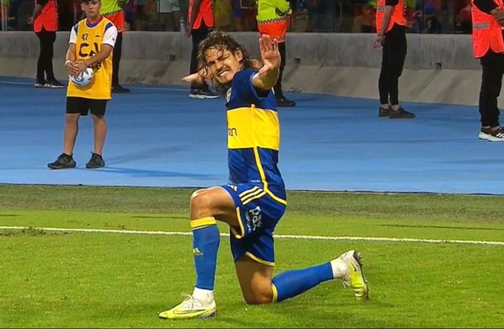 Cavani metió el 1 a 0 de Boca ante CEntral Norte. (Captura).