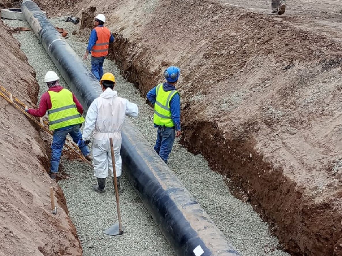 Acceso Sur, en plena obra por el socavón.