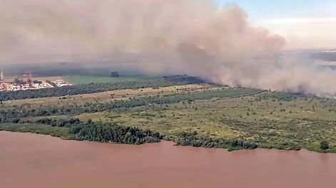 Un incendio de pastizales cerca de la planta nuclear encendió las alarmas. Defensa Civil.