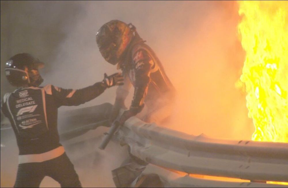 Hamilton se refirió al terrible accidente de Grosjean: “La imagen fue terrible”