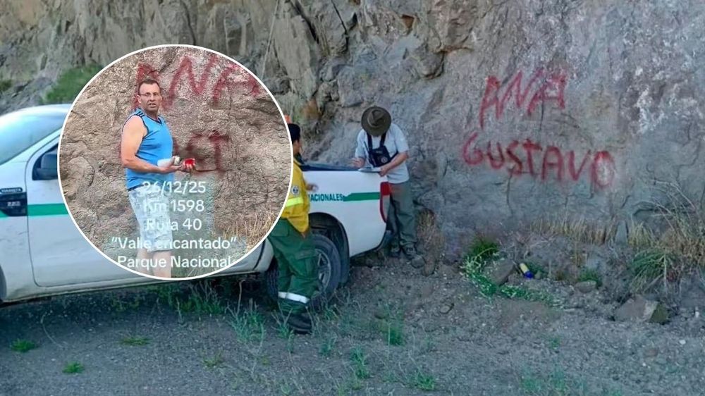 Vandalizó una piedra del Parque Nacional Nahuel Huapi, lo escracharon y pidió perdón.