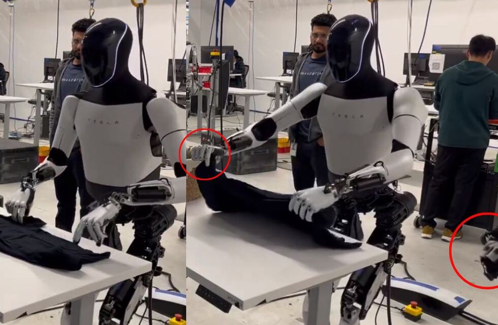 En la parte inferior derecha del video difundido por Musk, se observa una mano con un guante de control apareciendo y desapareciendo del encuadre. Foto: Captura video.