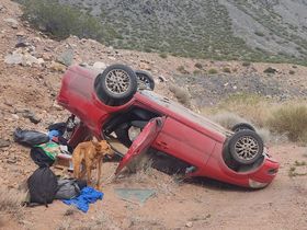 Vuelco en la Ruta 7, en la zona de Alta Montaña