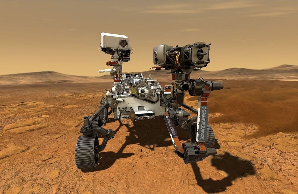 Al igual que un geólogo humano, el robot Perseverance, de exploración del planeta Marte. Puede desplazarse por el terreno y tomar y analizar muestras de la superficie marciana.