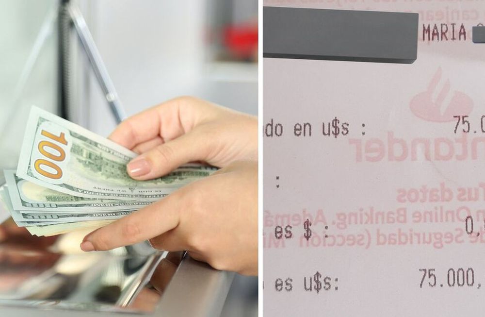 Un error en cajero casi le cambia la vida a una usuaria de Twitter: depositó 75.000 pesos y le acreditaron la misma cifra en dólares. Foto: captura Twitter.