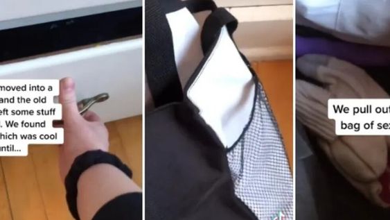 Una usuaria de TikTok expresó que tanto ella como su pareja se mudaron a un nuevo hogar y descubrieron que los antiguos inquilinos dejaron pertenencias particulares. Foto: Captura de Video