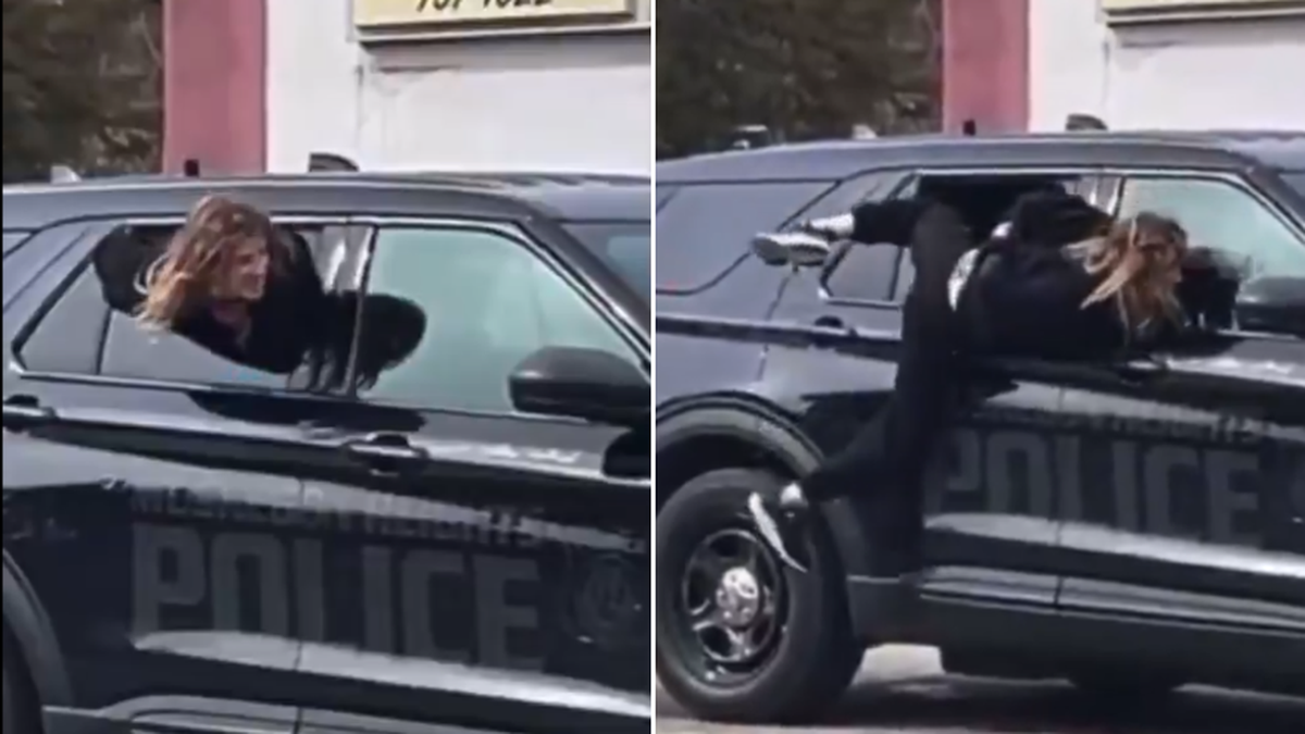 De película: una mujer esposada huyó por la ventana de un patrullero y el momento quedó registrado por cámaras