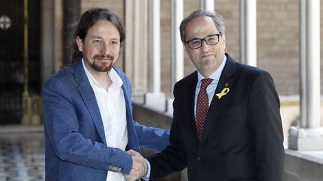 El president catalán inicia con Podemos el acercamiento a Sánchez