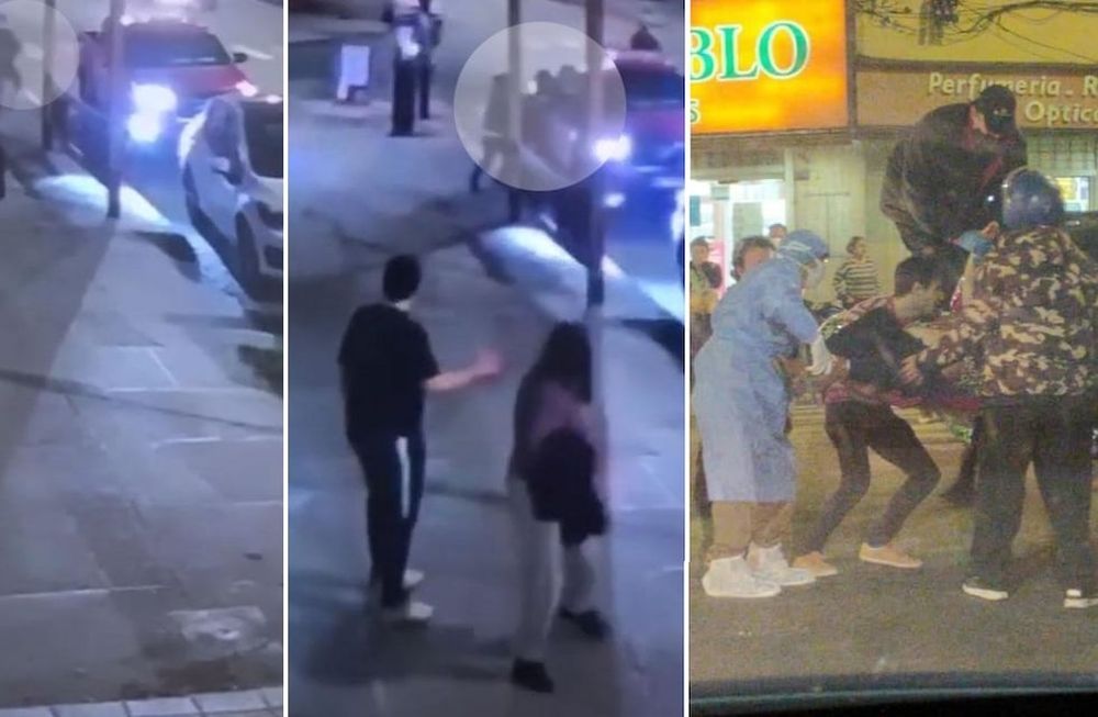 La cámara de seguridad del lugar captó el momento en que los motochorros asesinaron a Ana Dominé (52). Testigos intentaron ayudar a la víctima.