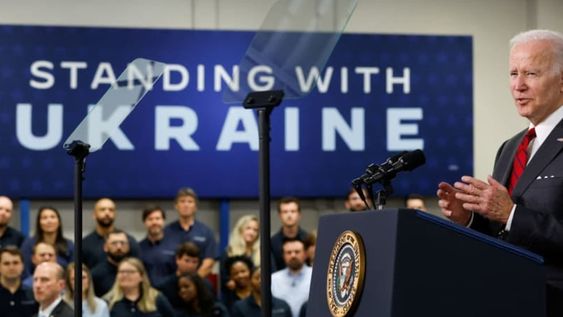 Joe Biden, presidente de EE.UU., en un discurso sobre el envío de armas a Ucrania.