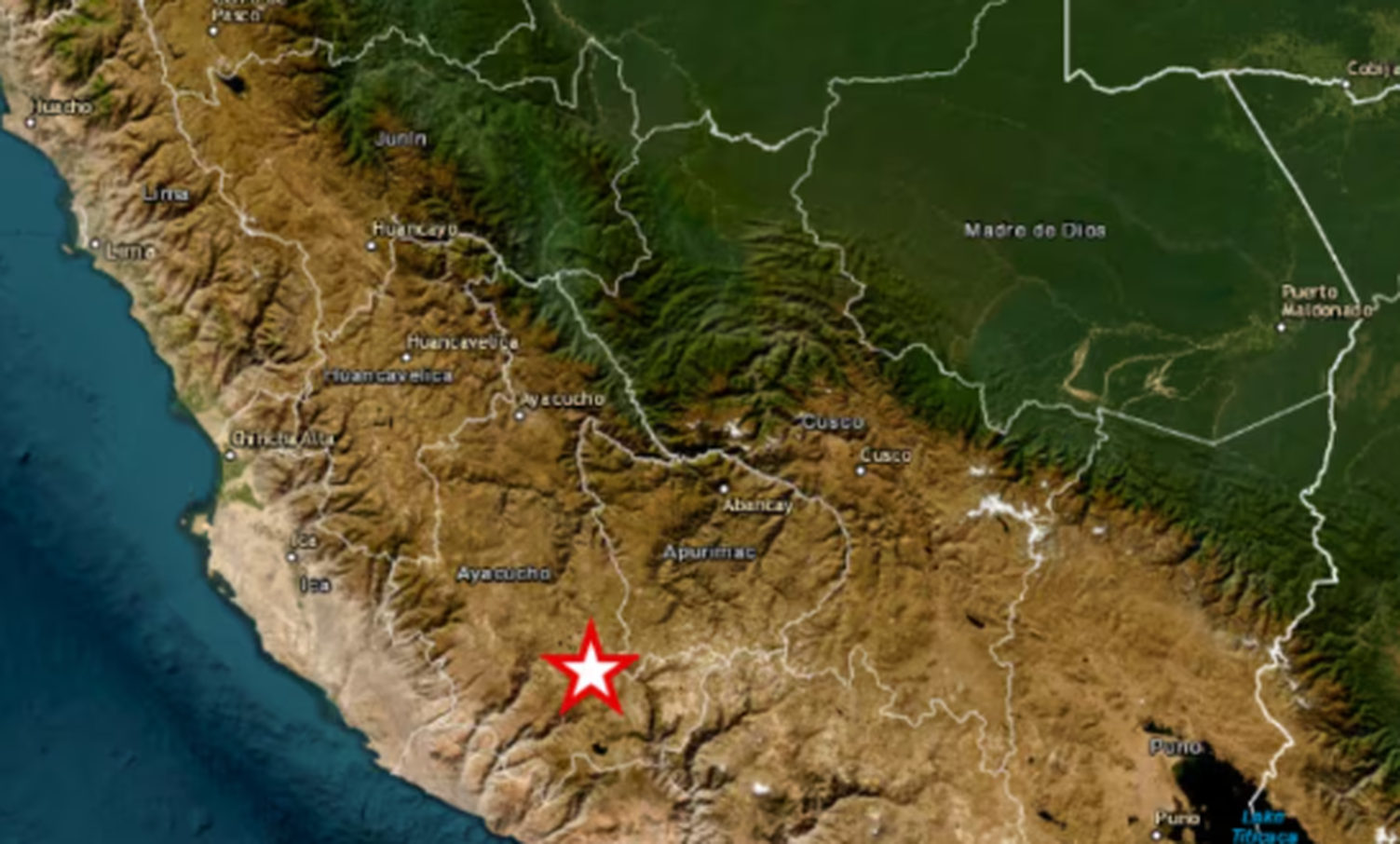 Un fuerte terremoto de magnitud 7.2 sacudió la región de Ayacucho en el sur de Perú
