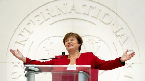 Kristalina Georgieva en la sede del FMI en Washington, EE\u002E UU\u002E, el 25 de septiembre de 2019\u002E Crédito: EFE/EPA/MICHAEL REYNOLDS\u002E