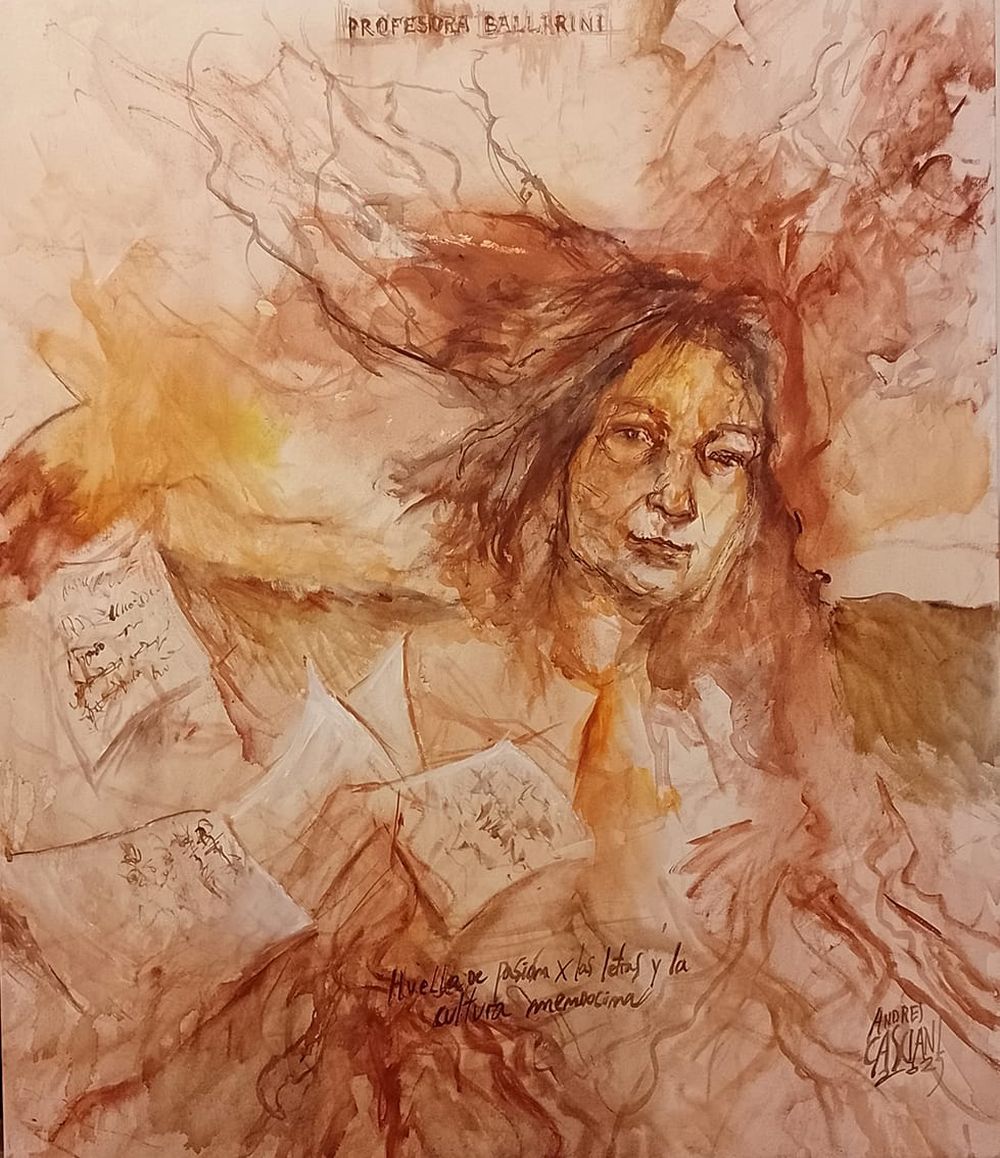 Retrato de la poeta mendocina fallecida en 2018. Fue pintado por el artista mendocino Andrés Casciani, en acrílico sobre tela. Lleva una inscripción: 