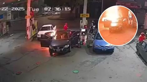 Terror en una estación de servicio de Entre Ríos: se incendió un auto mientras le sacaban combustible.