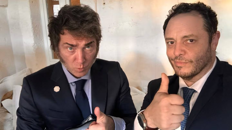 El presidente Javier Milei junto a Demian Reidel.