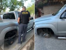 Le robaron tres ruedas de la camioneta en la Quinta Sección.