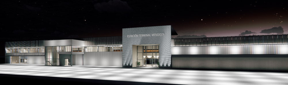 Imágenes renderizadas de la nueva Terminal de Omnibus de Mendoza.