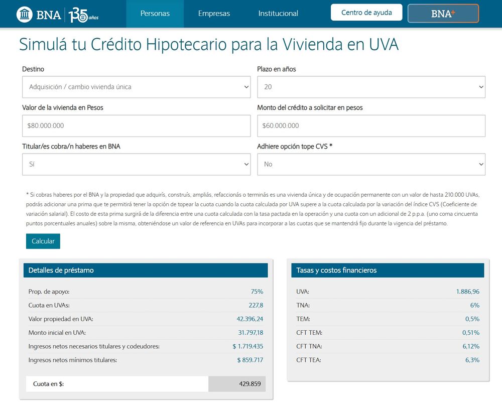 La cuota inicial ronda los $430.000 para este nivel de cr&eacute;dito.