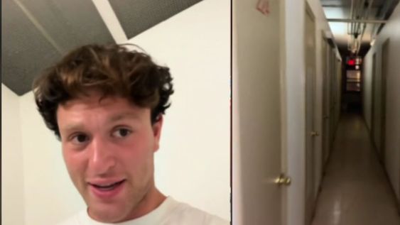 El joven mostró la experiencia completa del hotel que no tiene techo y los baños están repletos de moho.