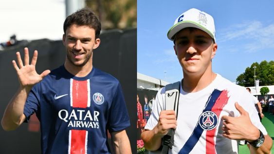 Pierre Gasly e Isack Hadjar, pilotos de F1 que festejaron la victoria del PSG en Champions League. Foto: @F1sutton