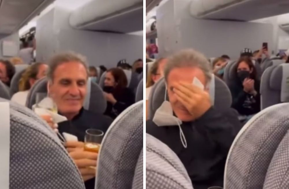 El Cabezón cumplió años en pleno vuelo y los pasajeros le cantaron al unísono.