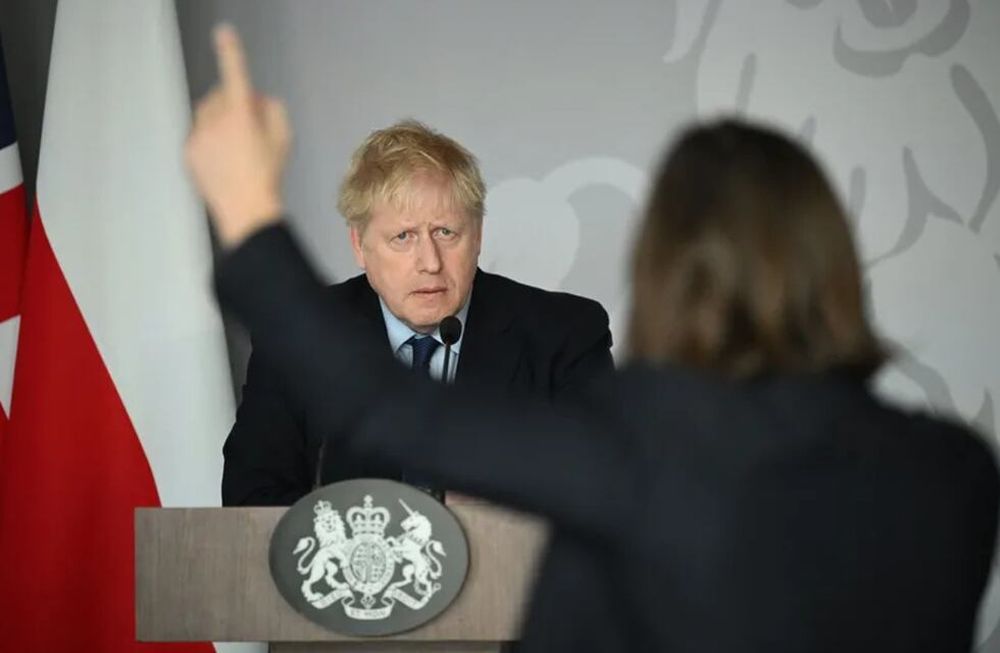 Guerra Ucrania-Rusia. El primer ministro de Gran Bretaña, Boris Johnson, durante una conferencia de prensa en Polonia. (Gentileza Getty images Europa)