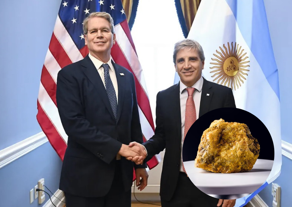 El secretario del Tesoro de los Estados Unidos, Scott Bessent, y Luis Caputo, ministro de Economía argentino.