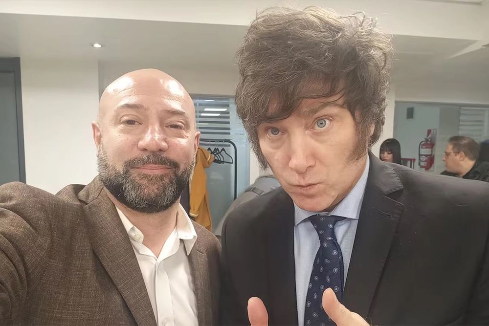 Milei y Diego Spagnuolo, exjefe del área de Discapacidad del Gobierno nacional y voz en los audios del escándalo por las presuntas coimas.