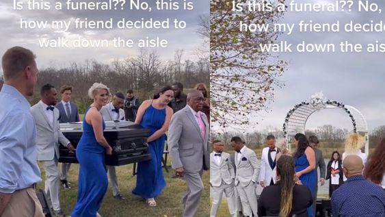 @tobz88, quien posteó el video, aclara: “¿Es esto un funeral? No. Así es como mi amigo quiso caminar hacia el altar”.