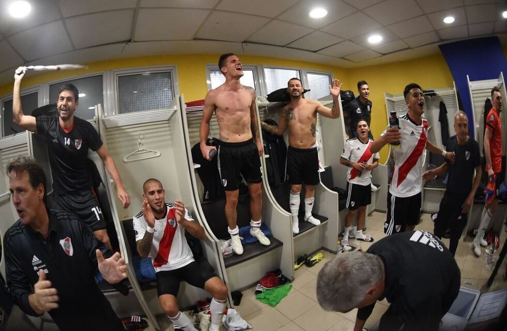 Así festejaron los jugadores de River en la Bombonera