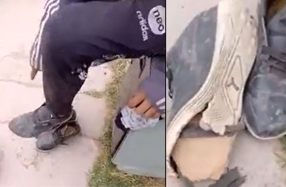 Vio que un niño tenía las zapatillas rotas, se sacó las suyas y se las regaló. / Foto: Captura de video