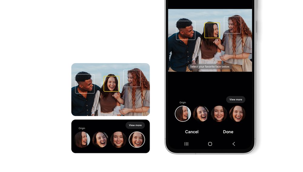 Función Best Face en Samsung Galaxy A56 para mejorar las expresiones faciales en fotos grupales