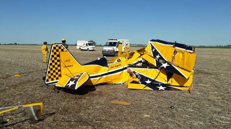 El avión de Angelini tras el accidente